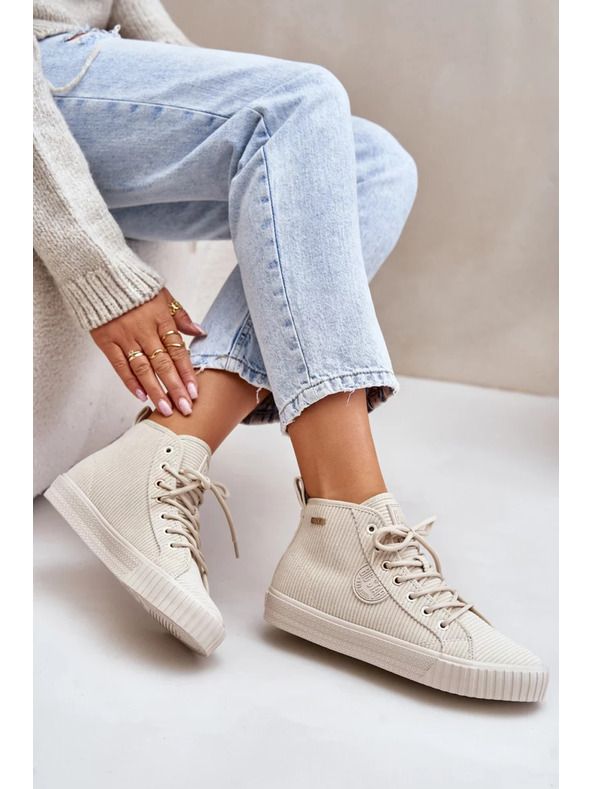 BIG STAR SHOES Női meleg béléses kordbársony tornacipők Big Star Hi-Poly System – bézs