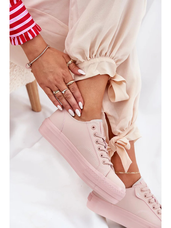 BIG STAR SHOES Női tornacipők ECO bőrből platformon Big Star – rózsaszín