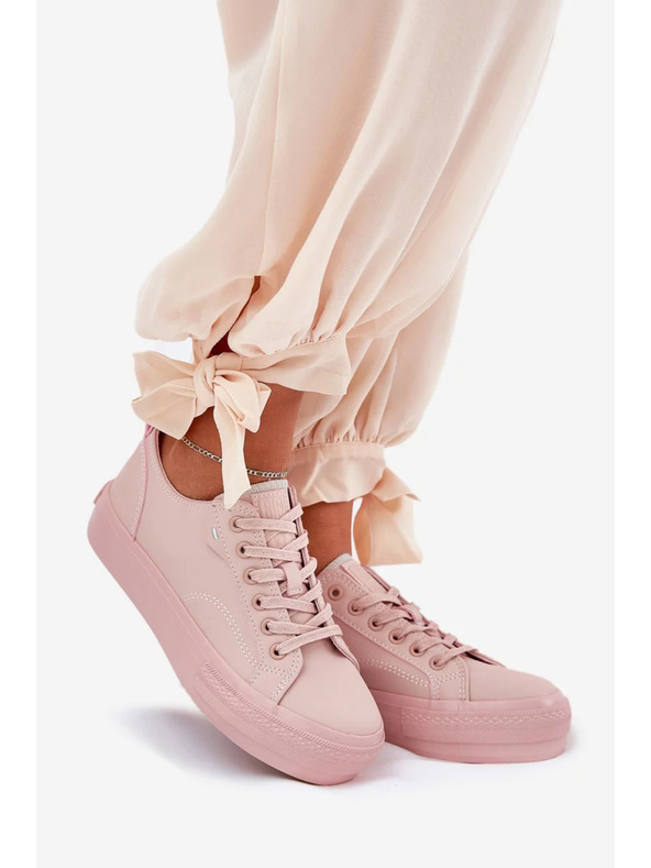 BIG STAR SHOES Női tornacipők ECO bőrből platformon Big Star – rózsaszín