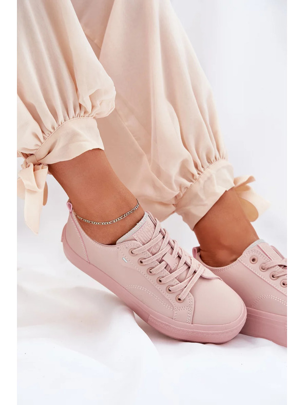 BIG STAR SHOES Női tornacipők ECO bőrből platformon Big Star – rózsaszín