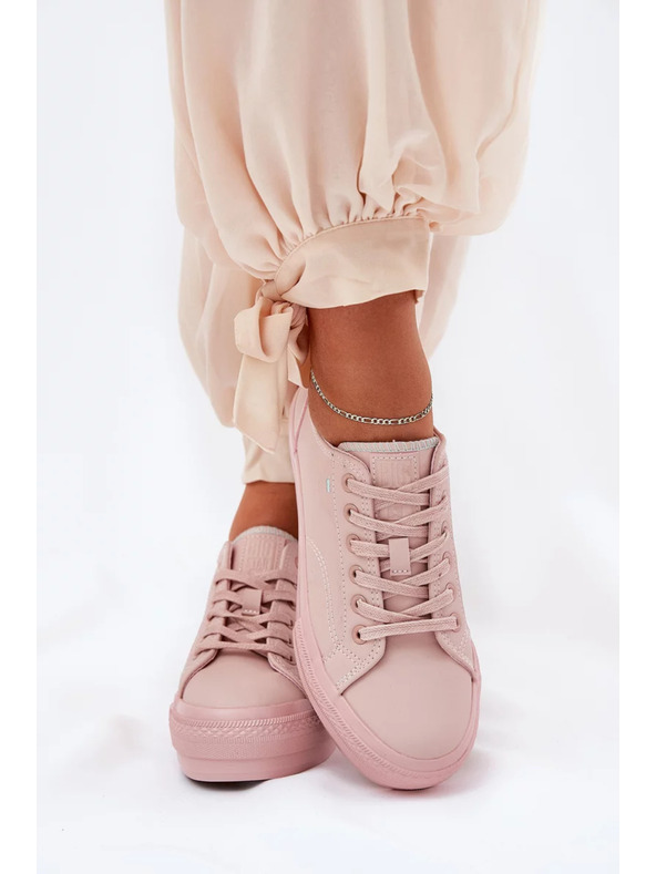 BIG STAR SHOES Női tornacipők ECO bőrből platformon Big Star – rózsaszín