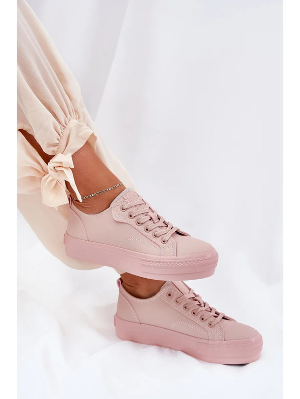 BIG STAR SHOES Női tornacipők ECO bőrből platformon Big Star – rózsaszín