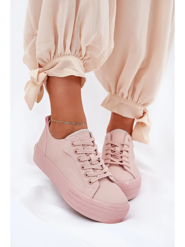 BIG STAR SHOES Női tornacipők ECO bőrből platformon Big Star – rózsaszín