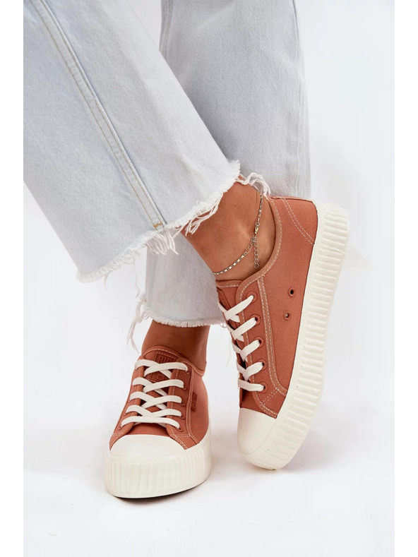 BIG STAR SHOES Női vászon tornacipők platformon Big Star – narancssárga