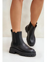 BIG STAR SHOES Női bőr meleg béléses bokacsizmák Big Star Chelsea – fekete