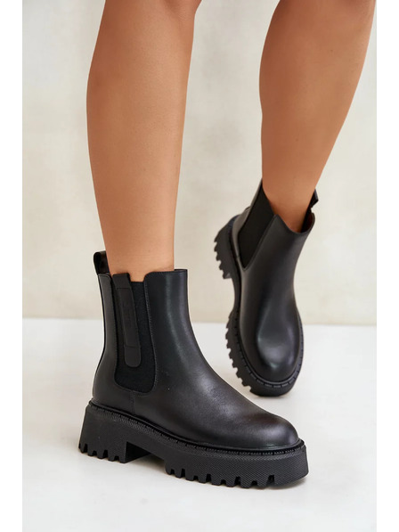 BIG STAR SHOES Női bőr meleg béléses bokacsizmák Big Star Chelsea – fekete