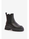 BIG STAR SHOES Női bőr meleg béléses bokacsizmák Big Star Chelsea – fekete