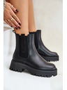 BIG STAR SHOES Női bőr meleg béléses bokacsizmák Big Star Chelsea – fekete