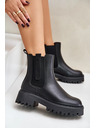 BIG STAR SHOES Női bőr meleg béléses bokacsizmák Big Star Chelsea – fekete