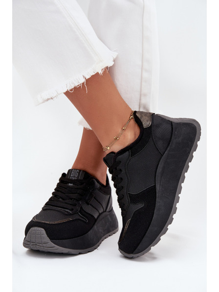 BIG STAR SHOES Női meleg béléses tornacipők platformon Big Star HI-POLY SYSTEM – fekete