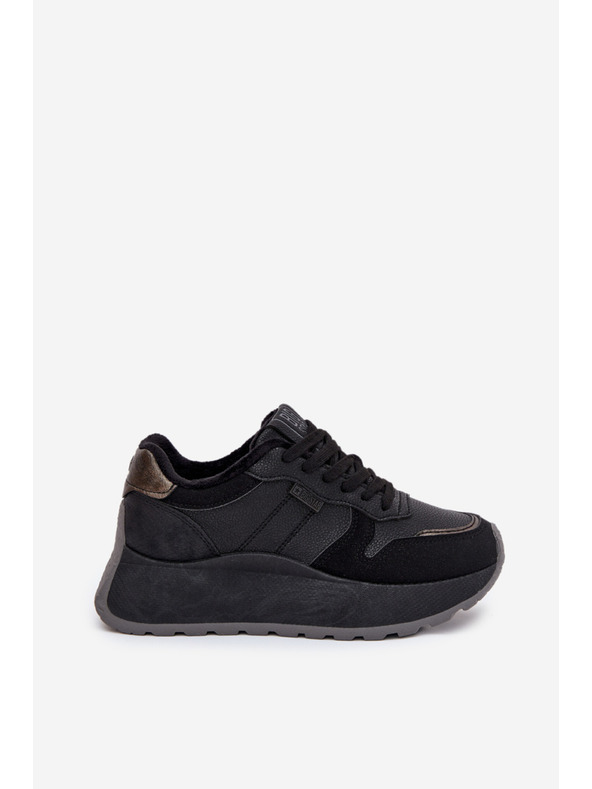 BIG STAR SHOES Női meleg béléses tornacipők platformon Big Star HI-POLY SYSTEM – fekete