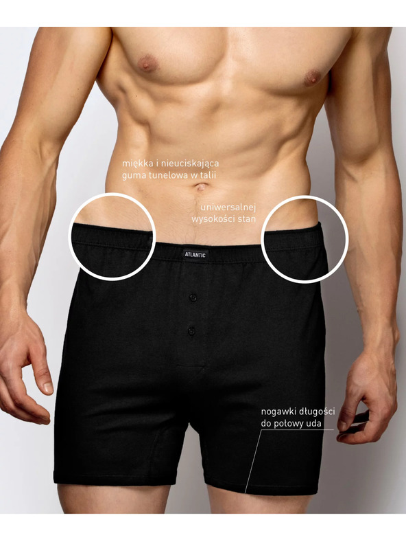 Atlantic 2-PACK hosszabbított fekete boxeralsó