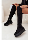 BIG STAR SHOES Női csizma térd felett platformon Big Star – fekete