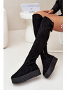 BIG STAR SHOES Női csizma térd felett platformon Big Star – fekete
