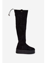 BIG STAR SHOES Női csizma térd felett platformon Big Star – fekete