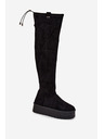 BIG STAR SHOES Női csizma térd felett platformon Big Star – fekete
