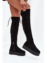 BIG STAR SHOES Női csizma térd felett platformon Big Star – fekete