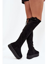 BIG STAR SHOES Női csizma térd felett platformon Big Star – fekete
