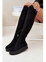 BIG STAR SHOES Női csizma térd felett platformon Big Star – fekete
