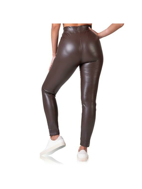 Bellinda RELAX & GO LEATHEROPTIC LEGGINGS - Bőrhatású női leggings - sötétbarna