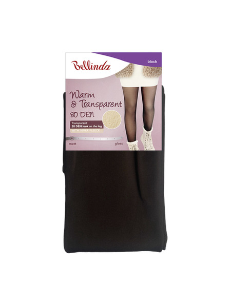 Bellinda WARM & TRANSPARENT 80 DEN WITH FLEECE - Női meleg harisnya 80 DEN fleece-szel - fekete
