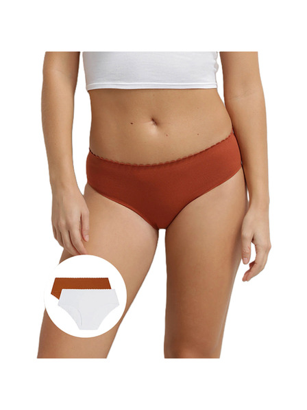 DIM DIM BODY TOUCH MIDI BRIEF 2x - Női alsónadrág 2 db - téglaszín - fehér