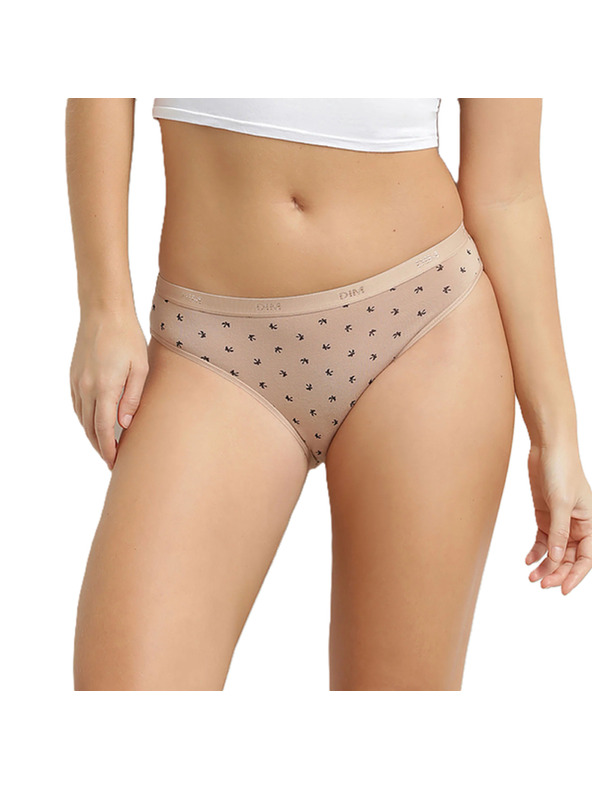 DIM DIM LES POCKETS COTTON SLIP 3x - Női pamut alsónadrág 3 db - fehér - világos barna - fekete