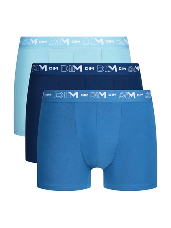 DIM DIM COTTON STRETCH BOXER 3x - Férfi boxeralsó 3 db - világos kék - sötét kék