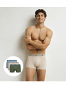 DIM DIM GOTS COTTON STRETCH BOXER 3x - Férfi biobamut boxeralsó 3 db - zöld - világos barna - világos kék