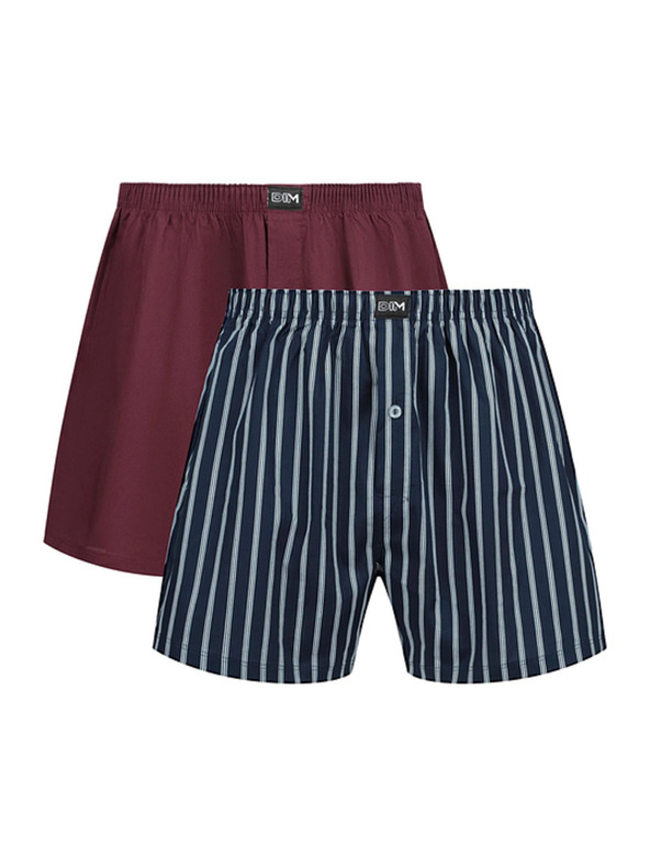 DIM DIM COTTON STRETCH LOOSE BOXER 2x - Férfi laza boxeralsó 2 db - sötét piros - sötét kék