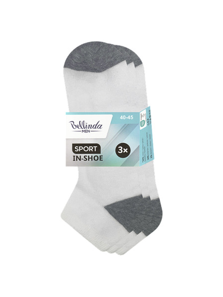 Bellinda SPORT MEN IN-SHOE 3x - Férfi bokambient zokni 3 pár - fehér