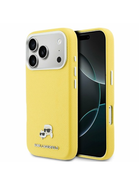 Karl Lagerfeld Karl Lagerfeld PU Karl and Choupette Heads Pins MagSafe Hátlap iPhone 17 Pro-hoz Sárga