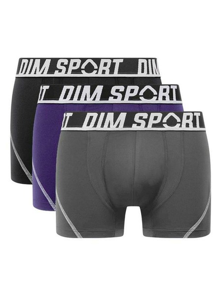 DIM DIM SPORT MICROFIBRE BOXER 3x - Férfi sport boxszerok 3 db - szürke - kék - fekete