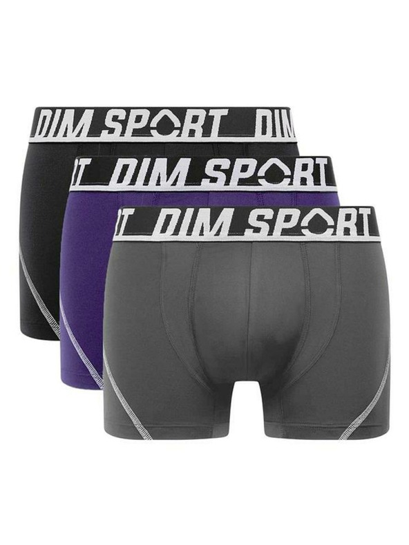 DIM DIM SPORT MICROFIBRE BOXER 3x - Férfi sport boxszerok 3 db - szürke - kék - fekete