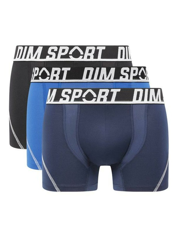 DIM DIM SPORT MICROFIBRE BOXER 3x - Férfi sport boxszerok 3 db - fekete - kék