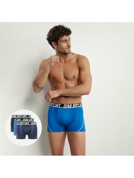 DIM DIM SPORT MICROFIBRE BOXER 3x - Férfi sport boxszerok 3 db - fekete - kék