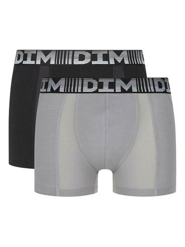 DIM DIM COTTON 3D FLEX AIR BOXER 2x - Férfi boxszerok 2 db - szürke - fekete