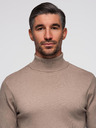 Ombre Clothing Férfi kötött garbó viszkózzal - sötétbézs V3 OM-SWTN-0127 Ombre Ruházat OM-SWTN-0127 Ombre Clothing