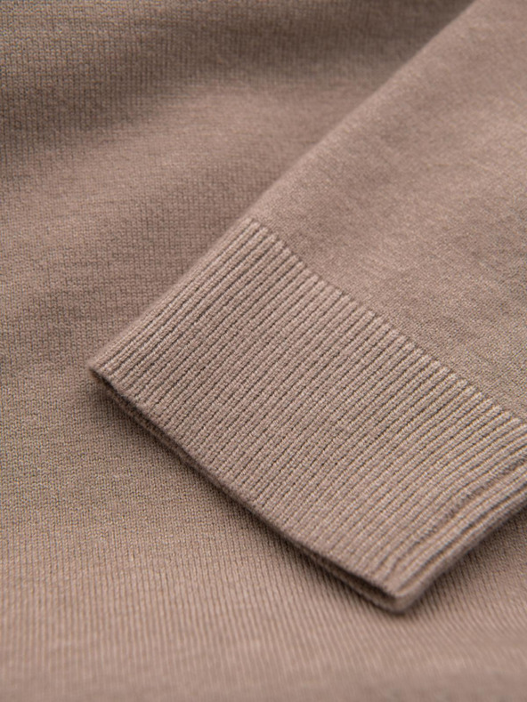 Ombre Clothing Férfi kötött garbó viszkózzal - sötétbézs V3 OM-SWTN-0127 Ombre Ruházat OM-SWTN-0127 Ombre Clothing