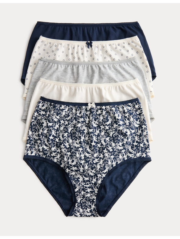 Marks & Spencer Derék alatti alsónemű mintával, Lycra™ pamutból, 5 db Marks & Spencer szürke