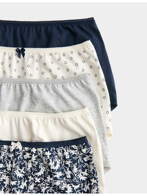 Marks & Spencer Derék alatti alsónemű mintával, Lycra™ pamutból, 5 db Marks & Spencer szürke