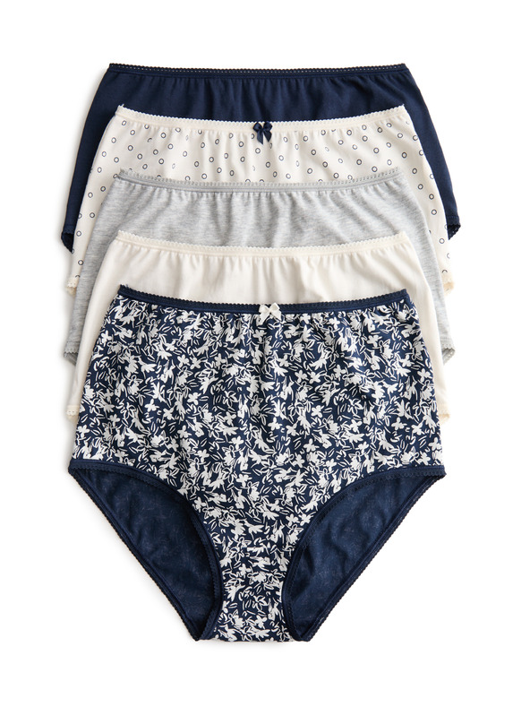 Marks & Spencer Derék alatti alsónemű mintával, Lycra™ pamutból, 5 db Marks & Spencer szürke