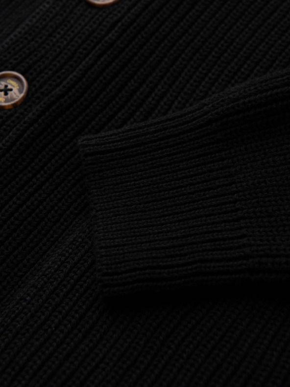 Ombre Clothing Férfi pamutpulóver sálkaréjjel - fekete V4 OM-SWCD-0153 Ombre Clothing