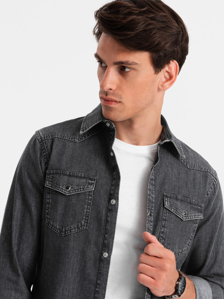 Ombre Clothing Fekete férfi farmer póló Ombre Ruházat
