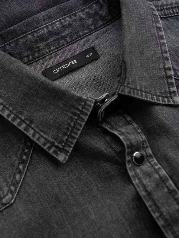 Ombre Clothing Fekete férfi farmer póló Ombre Ruházat
