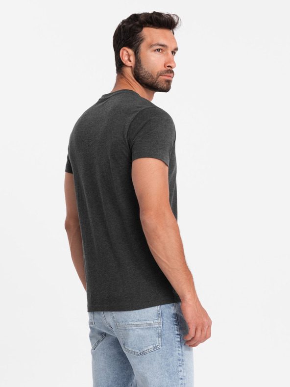 Ombre Clothing Fekete férfi henley póló Ombre Ruházat