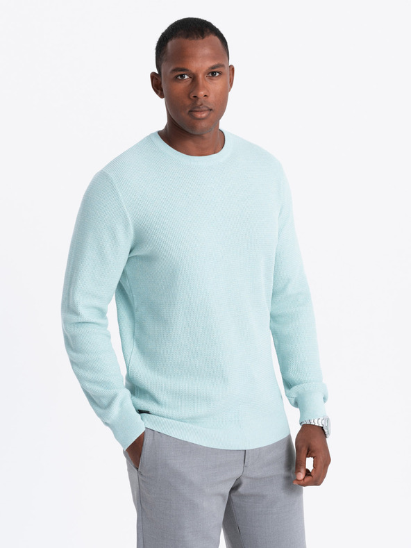 Ombre Clothing Férfi Melange strukturált kötött pulóver menta Ombre ruházat