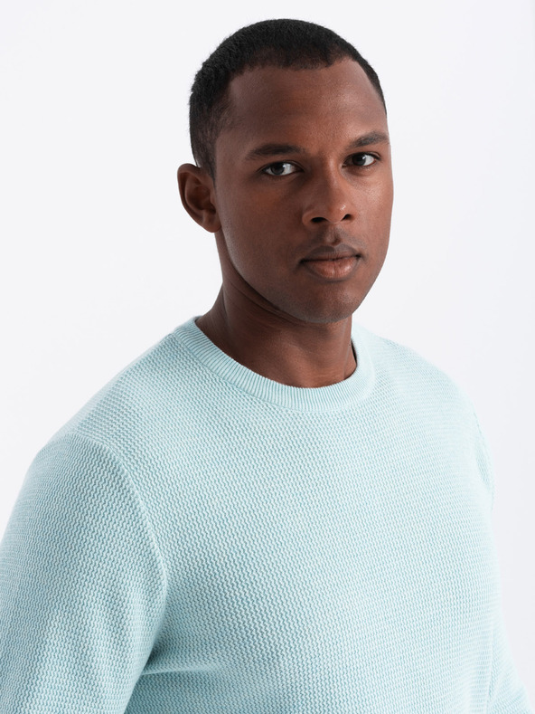 Ombre Clothing Férfi Melange strukturált kötött pulóver menta Ombre ruházat