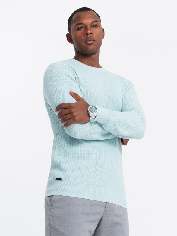 Ombre Clothing Férfi Melange strukturált kötött pulóver menta Ombre ruházat