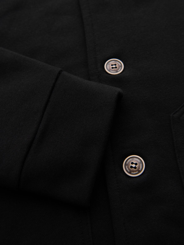 Ombre Clothing Férfi gombos pulóver állógalléros - fekete V6 OM-SSZP-0240 Ombre Clothing